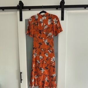 ASOS Orange Flutter Sleeve Midi Dress